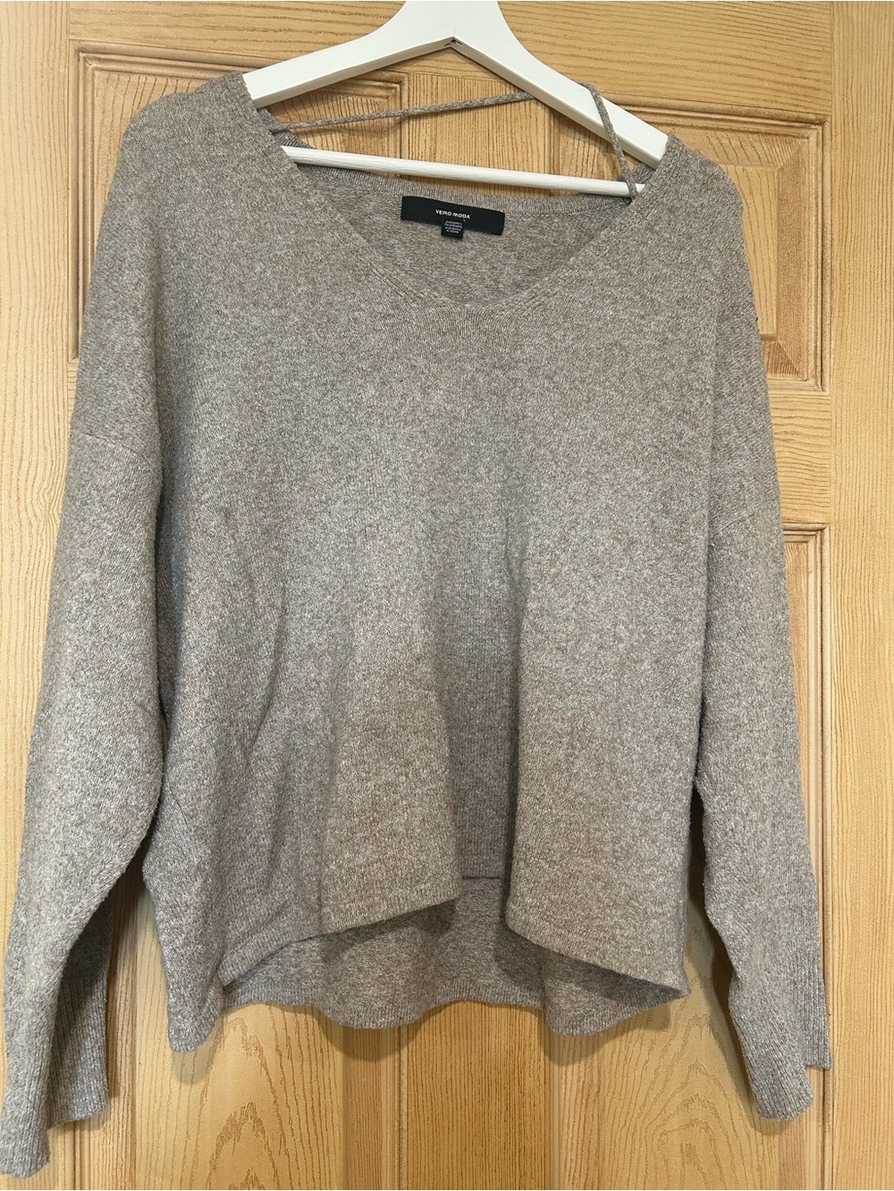 Vero Moda Taupe V-Neck Relaxed Knit Sweater